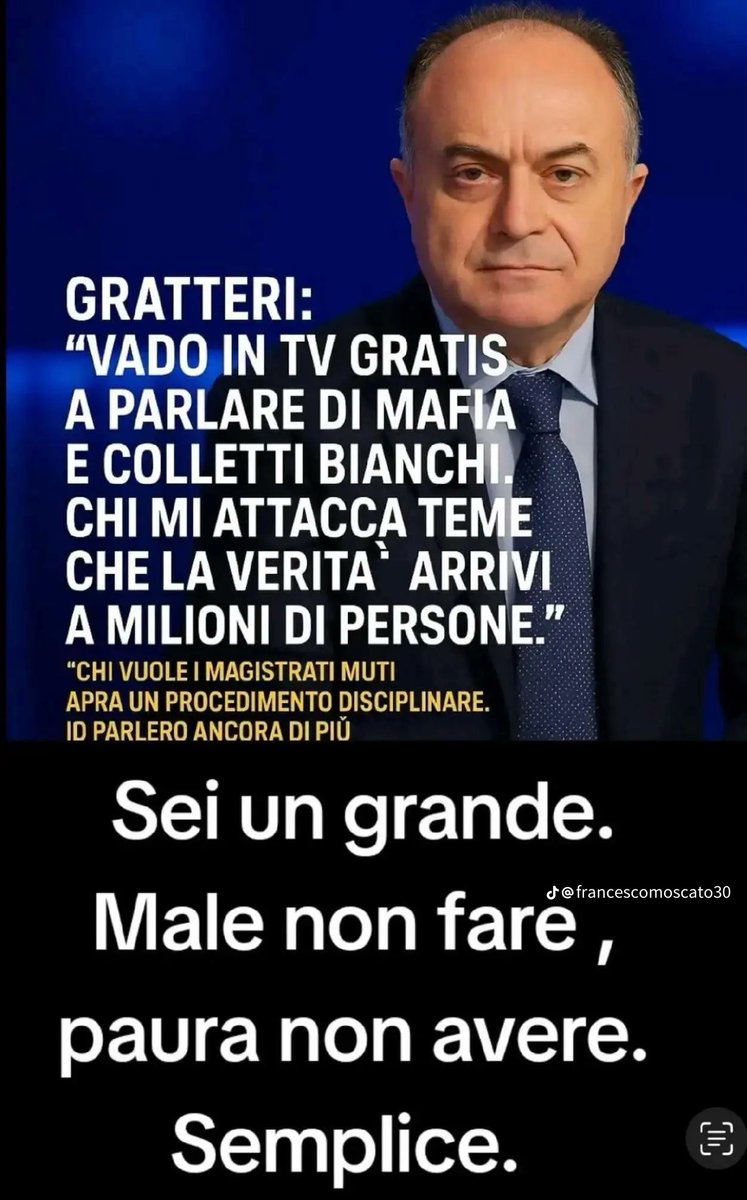 A parole dicono di voler combattere la Mafia, di fatto stanno combattendo chi la Mafia, compromettendo la propria vita come lo stesso Gratteri Di Matteo Ranucci e altri costretti a vivere sotto scorta, la Mafia VERAMENTE la combattono.
La realtà è che il governo Meloni ha paura!