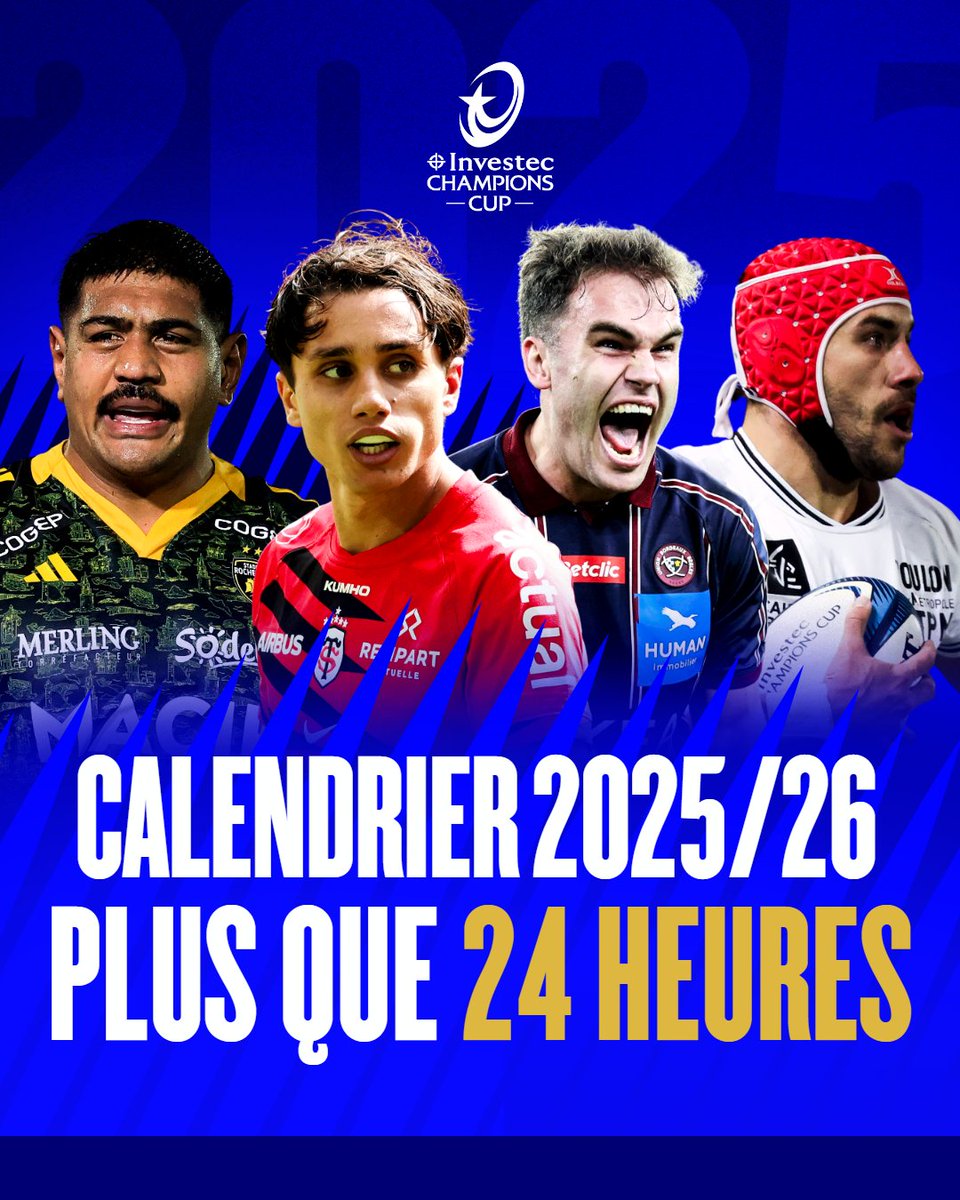 Bonne fête nationale à tous ! 🇫🇷

Mais dès demain, mardi à 12h00, la fête de l'#InvestecChampionsCup commence vraiment 👀🥳

🚨 Plus que 2️⃣4️⃣ heures avant la révélation des affiches de la phase de poules !