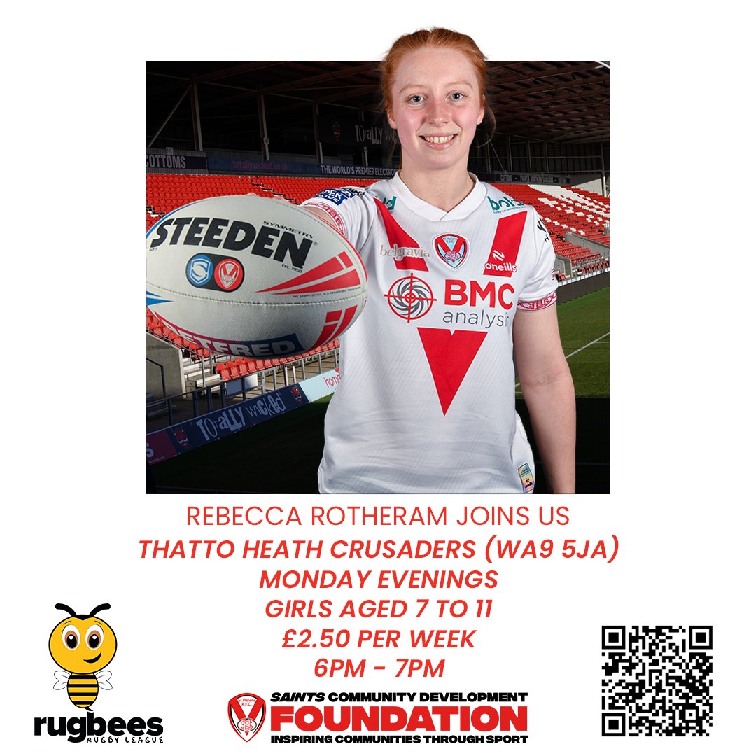 CommunitySaints's tweet image. 🐝 𝗥𝗨𝗚𝗕𝗘𝗘𝗦 𝗔𝗧 𝗧𝗛𝗔𝗧𝗧𝗢
It's our final week at @ThattoRugby, and @BeccaRotheram is our special guest for RugBees!
Get Involved ⤵️
🎟️ Tickettailor.com/events/saints/…
#Saintsandproud | @saints1890women
