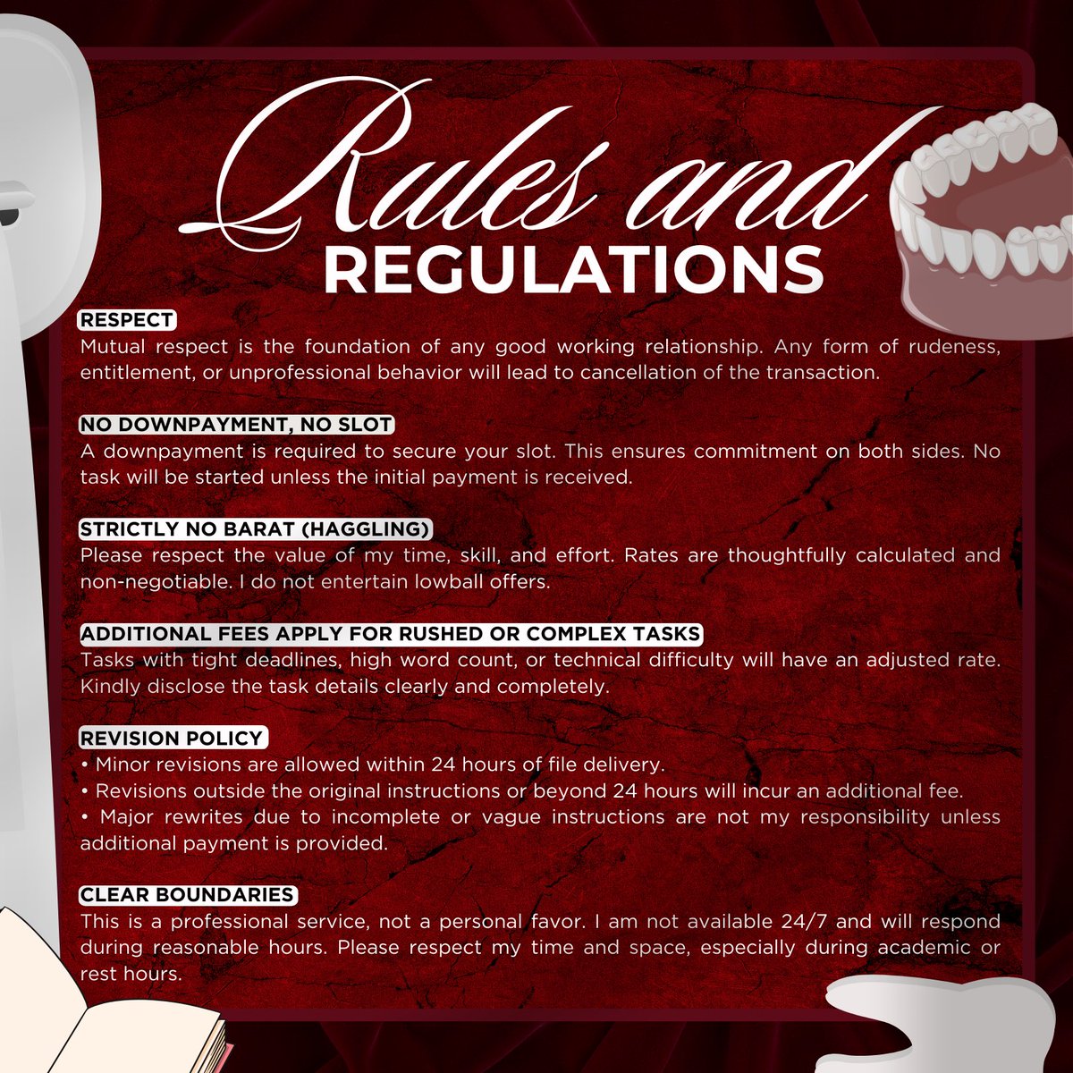 docanyahelps's tweet image. Hello this is Doc A! 💋

Got a deadline? I’ve got the pen. From dental subs to creative pieces, I turn stress into smooth writing. Let’s make your work stand out effortless, sharp, and on point. 

For more, kindly slide on my dm! 💃🏻

Thank you for reading :)