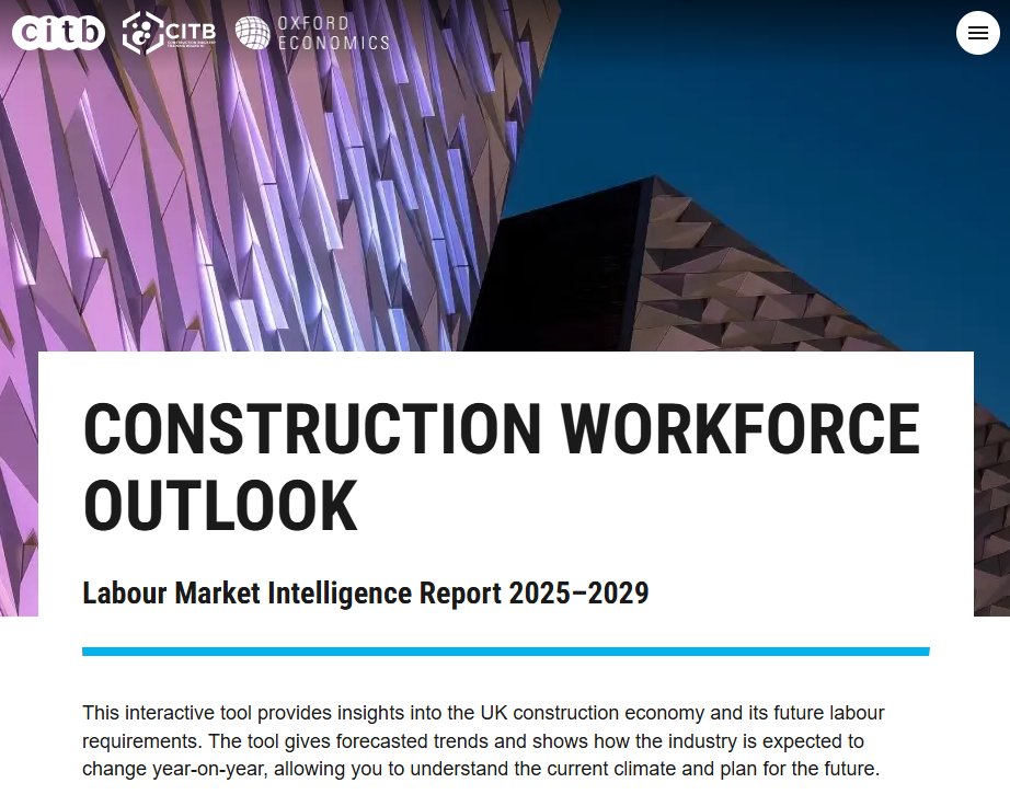 Have you seen <a href="/CITB_UK/">CITB</a>’s Construction Workforce Outlook Report?👀 

#Construction needs around 50,000 new entrants per year.📷 

CITB’s interactive tool provides insights on our industry’s economy &amp; labour needs up to 2029.  

View it here: citb.co.uk/cwo/index.html