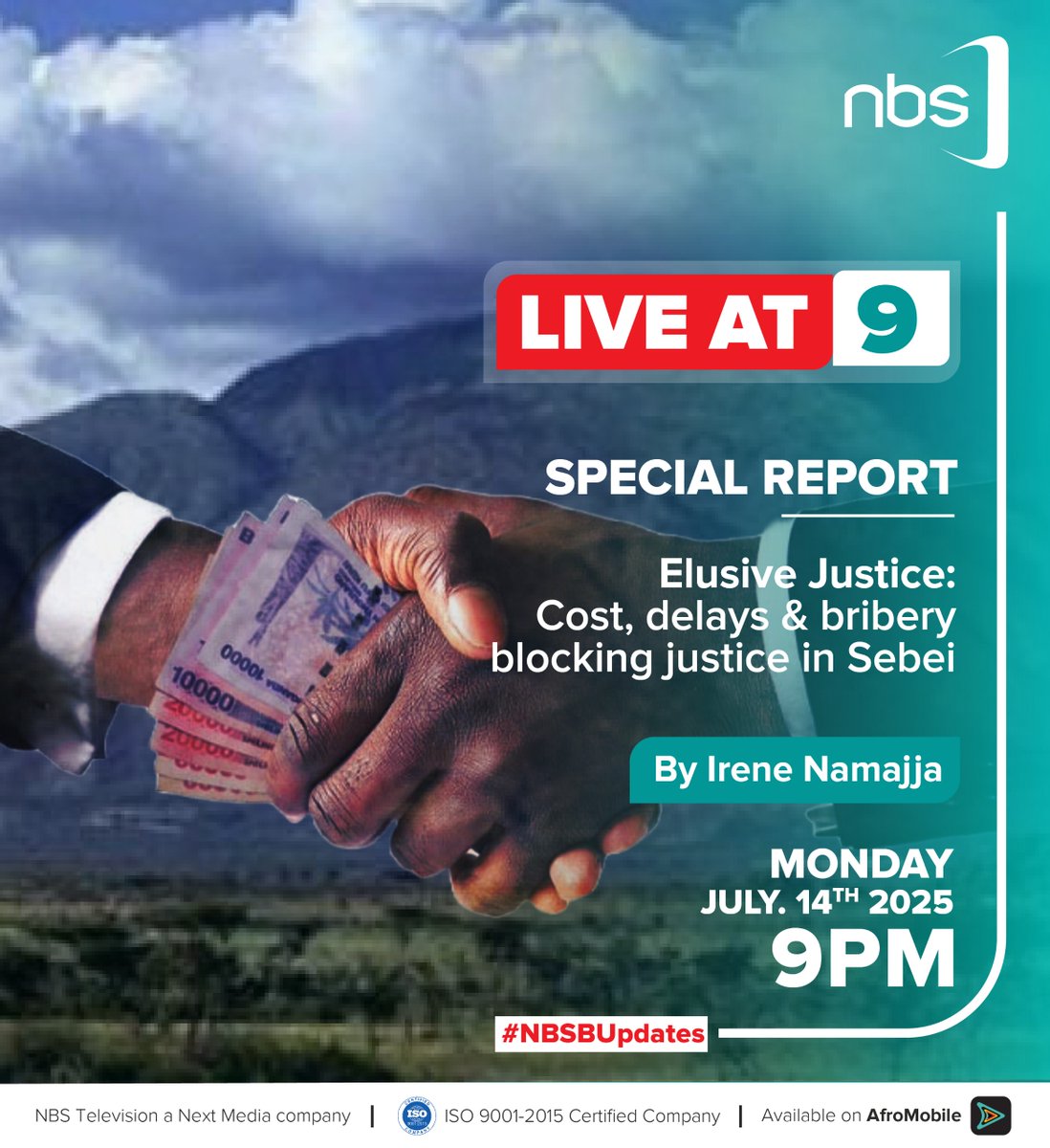 NBS Television (@nbstv) on Twitter photo #NBSSpecialReport returns tonight with an exclusive exposé, 'Elusive Justice: Cost, delays and bribery blocking justice in Sebei' by <a href="/NamajjaIrene/">Namajja Irene</a>.
Tune in to #NBSAmasengejje and #NBSLiveAt9 at 7pm and 9pm.
#NBSUpdates #NBSSpecialReport returns tonight with an exclusive exposé, 'Elusive Justice: Cost, delays and bribery blocking justice in Sebei' by <a href="/NamajjaIrene/">Namajja Irene</a>.
Tune in to #NBSAmasengejje and #NBSLiveAt9 at 7pm and 9pm.
#NBSUpdates