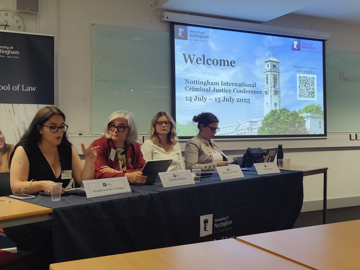 UoN_Law's tweet image. Today's first session explored the purposes, rationales & subjects of International Criminal Justice and was chaired by Professor @olympiabekou , featuring insights from @Anna Lena Hörzer, Geraldina Ester Di Natali & Iva Vukušić
#UoN_ICL25 #IntlCrimJustice #UoN #Law