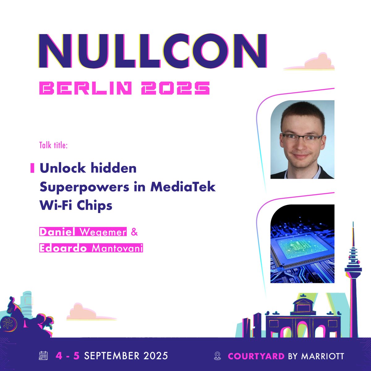 nullcon's tweet image. What&apos;s inside the #MediaTekchips powering your Wi-Fi?

🤔  At #NullconBerlin2025, Daniel Wegemer &amp;amp; Edoardo Mantovani reveal how they reverse engineered the firmware, cracked hidden security, and discovered secret features like ICAP &amp;amp; CSI

👉 nullcon.net/berlin-2025/sp…

#chipsecurity