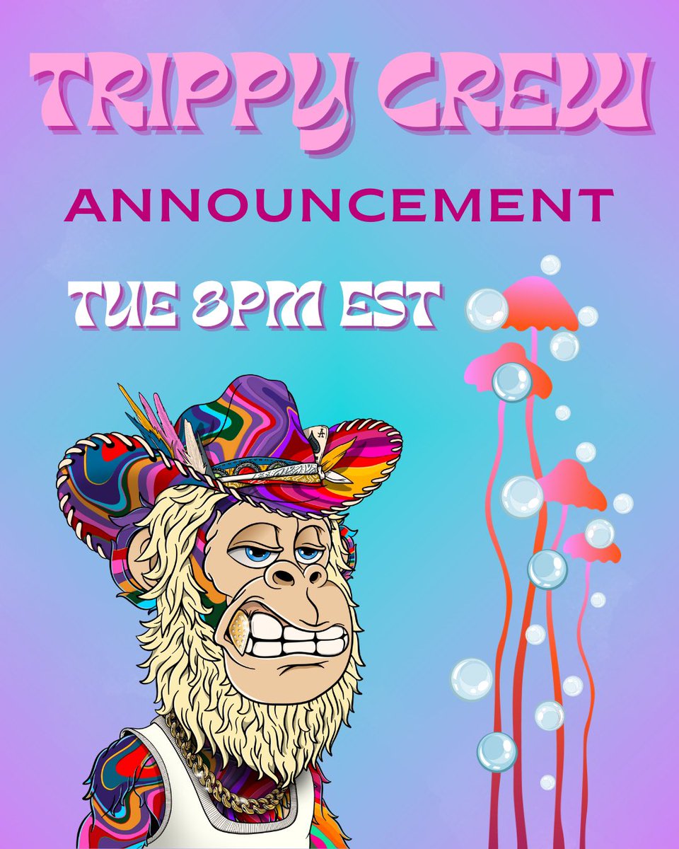 Lazy Ape Official (@lazyapesc) on Twitter photo 🎙️REVERSOZ TRIPPY CREW ANNOUNCEMENT IMPORTANT 🔥
TUE 8 PM EST.
With <a href="/Ben32177/">Ben 🦧🇨🇱🐳 Lets connect 🤝</a> hosted by <a href="/TheOZvibes/">The OZ Show</a>
❤️ like, repost
🥂 tag 3 friends
👍🏻post your favorite TRIPPY OZ
🎉 WIN
Register 👇🏻
x.com/i/spaces/1ynKO… 🎙️REVERSOZ TRIPPY CREW ANNOUNCEMENT IMPORTANT 🔥
TUE 8 PM EST.
With <a href="/Ben32177/">Ben 🦧🇨🇱🐳 Lets connect 🤝</a> hosted by <a href="/TheOZvibes/">The OZ Show</a>
❤️ like, repost
🥂 tag 3 friends
👍🏻post your favorite TRIPPY OZ
🎉 WIN
Register 👇🏻
x.com/i/spaces/1ynKO…