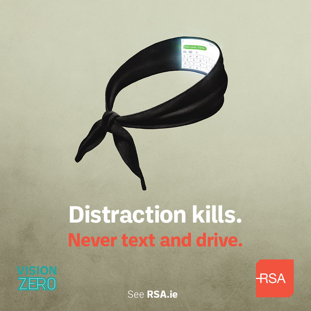 RSAIreland's tweet image. You're four times more likely to be in a road collision if you use a mobile phone while driving 📵🚗
Distraction kills. Never use your phone while driving.
#VisionZero #RoadSafety