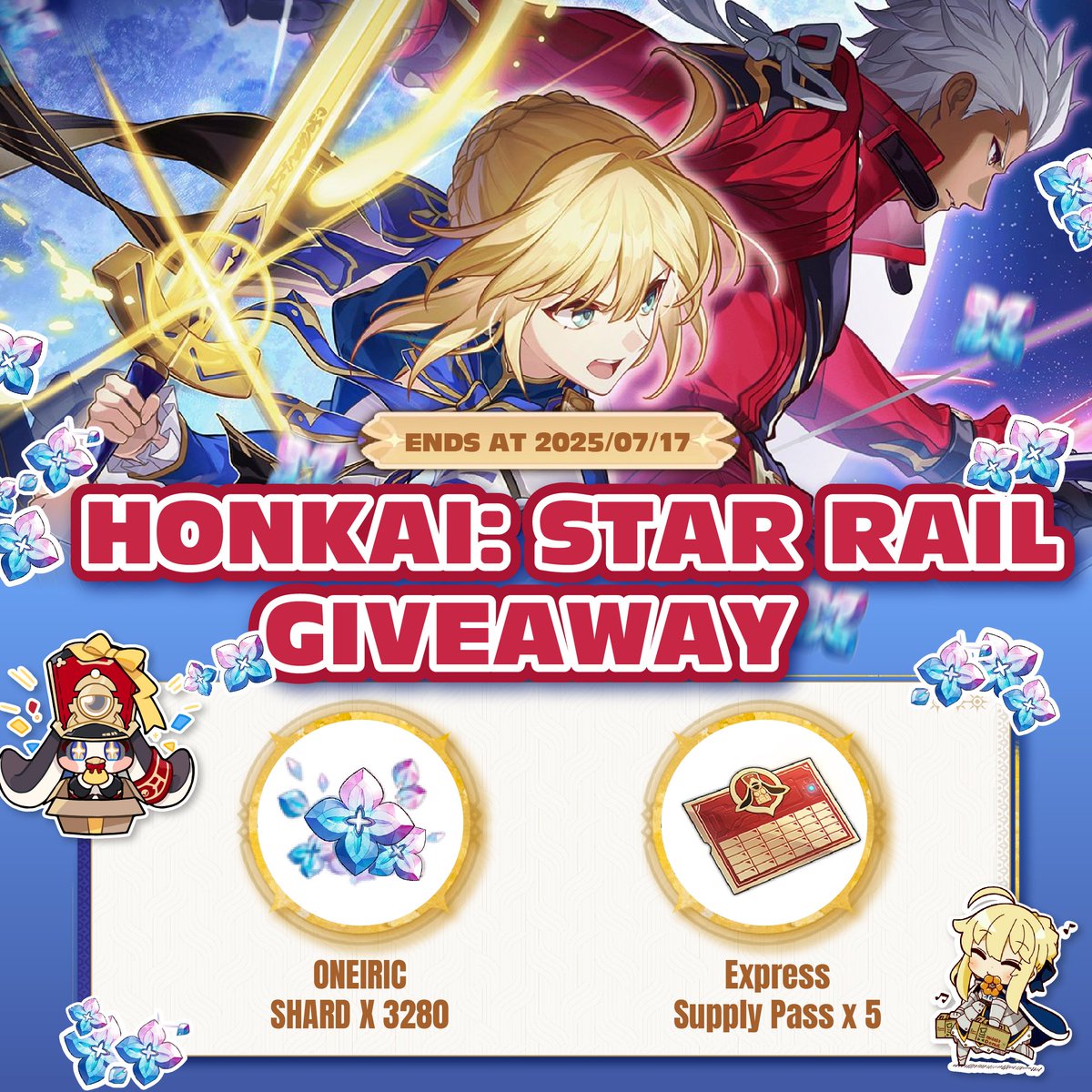 Topuplive.com (@topuplive_) on Twitter photo #HSRxFate Giveaway Event
(Oneiric Shard *3280 & Express Supply Pass *5)
1⃣Follow <a href="/Topuplive_/">Topuplive.com</a>
2⃣Like & Re this post
3⃣Comment the post or @ your friend will boost your odds of winning!
🎁8 % Discount code: win on TOPUPlive
⌛️Ends at 25/07/17
🥇Winner announced: 25/07/18 #HSRxFate Giveaway Event
(Oneiric Shard *3280 & Express Supply Pass *5)
1⃣Follow <a href="/Topuplive_/">Topuplive.com</a>
2⃣Like & Re this post
3⃣Comment the post or @ your friend will boost your odds of winning!
🎁8 % Discount code: win on TOPUPlive
⌛️Ends at 25/07/17
🥇Winner announced: 25/07/18