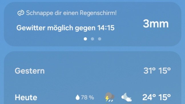 Gewitter mit 3mm, was soll denn das werden ? Heute ist so oder so nicht mein Tag, Wäsche muss ich noch machen, Küche müsste noch klar Schiff, bleibe mit Tablet und Tee auf dem Sofa und schaue alles Klara, klar !!!