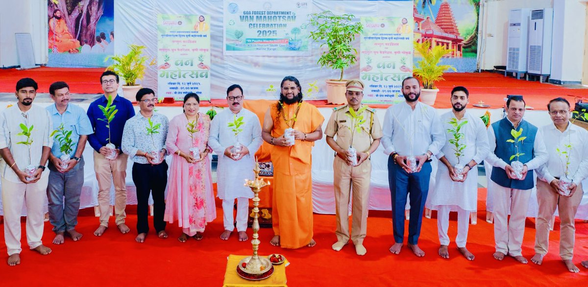 Sadgurudev_Goa's tweet photo. Even on the harshest rocks, trees find a way to grow — teaching us resilience, strength, and the will to thrive.
Celebrated Van Mahotsav @tapobhoomigoa, in the presence of Hon’ble Social Welfare Minister of Goa Subhash Phaldesai and the Officials of @goaforests Department Govt. of Goa — promoting green awareness and respect for nature’s strength.
Let us learn from the trees🌳🌴 : to stand tall, stay rooted, and grow — no matter the terrain. 

#VanMahotsav #SadgurudevGoa #TapobhoomiGoa