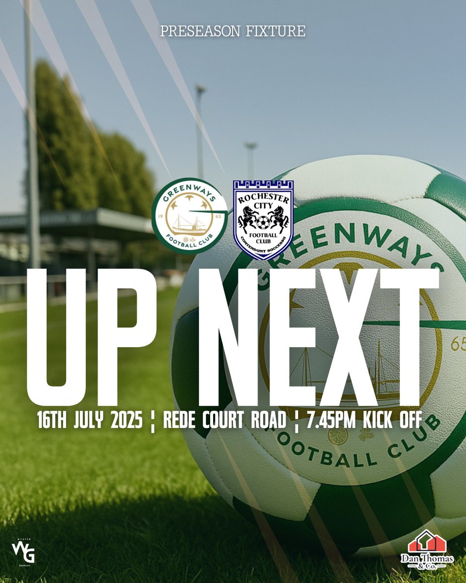 GreenwaysFC's tweet image. THIS WEDNESDAY ⚽️
We face Rochester City for our fourth preseason friendly of the season.
🏟️│ Rede Court Road
⏰│ 7.45PM
#coybig