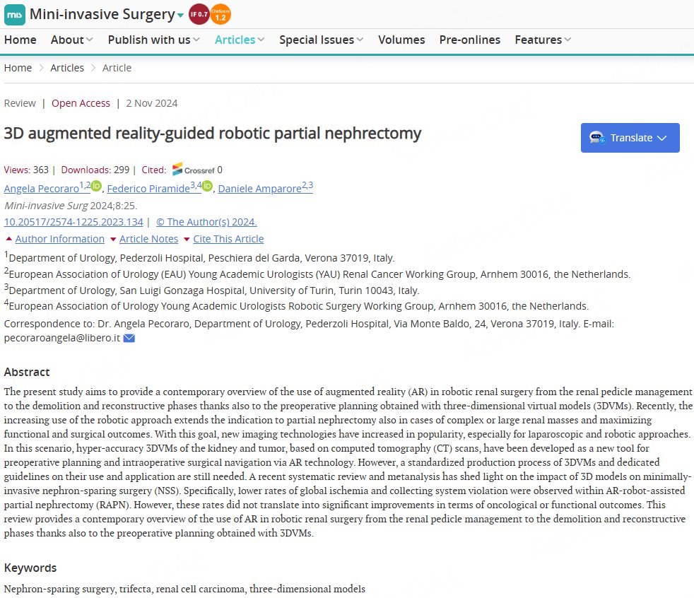 🚀 3D Augmented Reality in Robotic Partial Nephrectomy by Pecoraro et al.
🔹 Better pre-op planning with 3D models
🔹 AR navigation reduces ischemia
🔹 Need for standard 3D protocols
#Urology #RoboticSurgery #MedTech #ARinSurgery