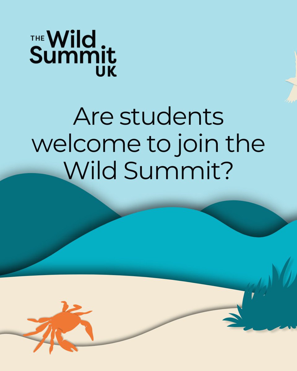 WCL_News's tweet image. Everyone is welcome at #WildSummitUK for a day of talks, workshops, exhibitions, bat walks & more🍿
If you’re a student, or facing financial, social & other barriers to attendance there are ticket options available to you🎟️
Find out more via wildsummituk.eventbrite.co.uk