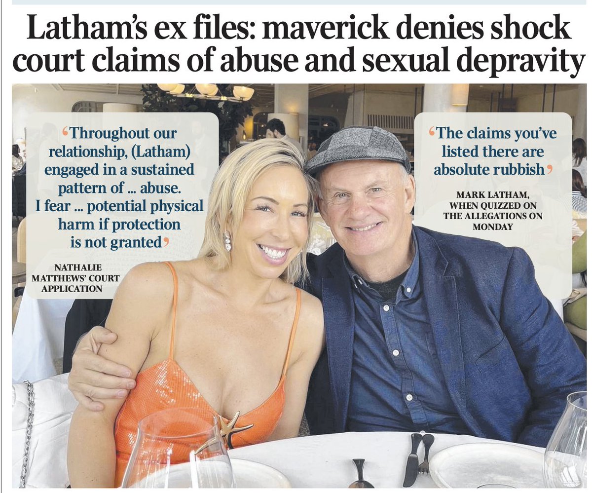 liammendes's tweet image. Exc: Former federal Labor leader and controversial One Nation figure Mark Latham is at the centre of allegations from a former partner that he forced her into degrading sexual acts, demanded she call him “master” and threw dinner plates at her, in an explosive application for a…