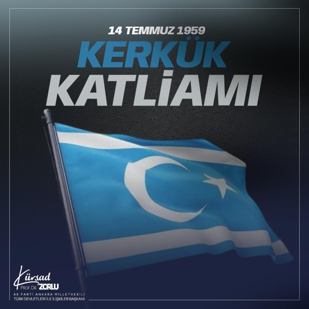 🎗️ Unutmadık, Unutturmayacağız

14 Temmuz 1959’da Kerkük’te Türkmenlere yönelik gerçekleştirilen katliamda yüzlerce masum insan şehit edildi. Bu acı olay, yıllarca süren mağduriyetin de derin yaralarından biriydi.

Şehitlerimizi rahmetle anıyor, Türkmen kardeşlerimizin haklı