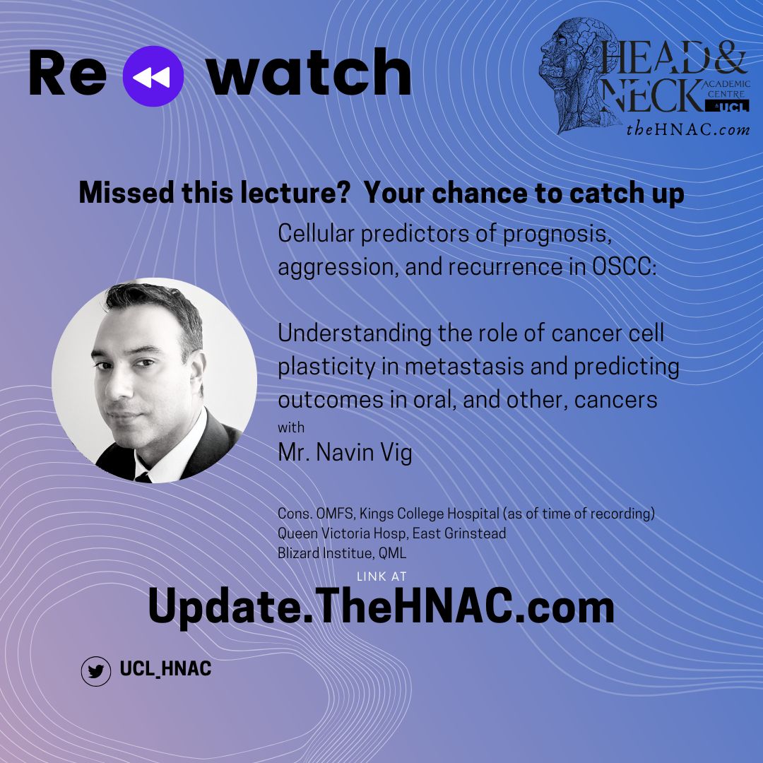 UCL_HNAC's tweet image. If you missed our summer lecture, you can catch up here: update.thehnac.com
Check out the free lecture provided by Navin Vig from @KingsOMFS (soon to be @qvh ) with live Q&A hosted by @ClareSchilling