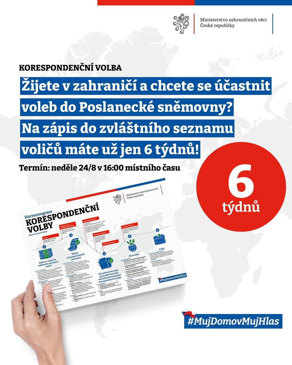 CZinNewYork's tweet image. 🗳️Už jen 6 týdnů zbývá do uzavření zvláštního seznamu voličů!