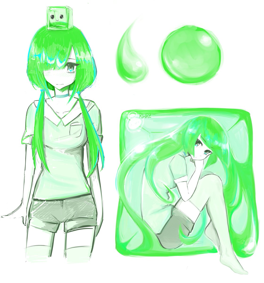 rwrzzzz's tweet image. Real slime girl study - was fun drawing this