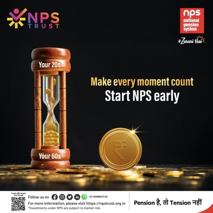 nps_trust's tweet image. From your first 20s to the golden 60s, every grain of time shapes a stronger future. Start your NPS journey today and maximise the power of compounding.
To open an eNPS account online, please visit npstrust.org.in/open-an-nps-ac…
#NPS#InvestmentChoice #SmartPlanning #CustomPortfolio