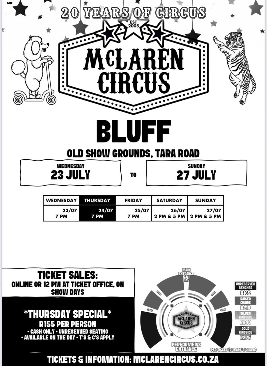 McLaren Circus (@mclarenscircus) on Twitter photo <a href="/mclarenscircus/">McLaren Circus</a> Spectacular 20th Anniversary Show resumes with Week 4 of 4 in #Durban at North Beach on Tuesday at 7pmπͺππ¦π―π¦π΄πͺπ©π©π€‘π
π₯³πβ€οΈ
#eThekwini #DurbanNorth #Ballito #Umlanga #TheBluff #Maritzburg #KZN Cabinet ON AIR Waste
Buy Tickets Online: mclarencircus.co.za <a href="/mclarenscircus/">McLaren Circus</a> Spectacular 20th Anniversary Show resumes with Week 4 of 4 in #Durban at North Beach on Tuesday at 7pmπͺππ¦π―π¦π΄πͺπ©π©π€‘π
π₯³πβ€οΈ
#eThekwini #DurbanNorth #Ballito #Umlanga #TheBluff #Maritzburg #KZN Cabinet ON AIR Waste
Buy Tickets Online: mclarencircus.co.za