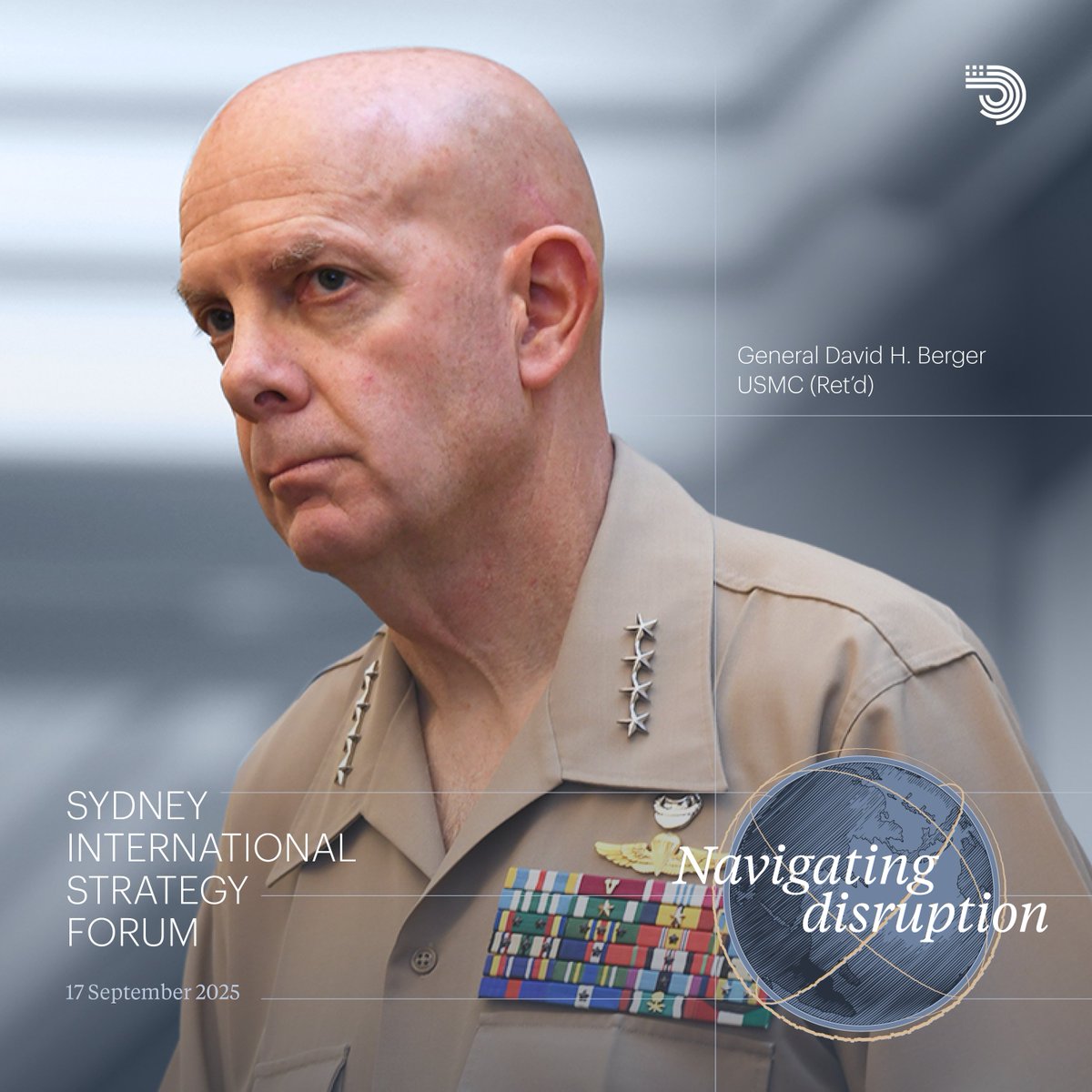 USSC's tweet image. What does US military strategy in the Indo-Pacific look like in a world of great power competition?
Hear it from the source.
General David Berger, former Marine Corps Commandant and architect of Force Design 2030, is joining us at SISF.
Secure tickets: ussc.edu.au/sydney-interna…