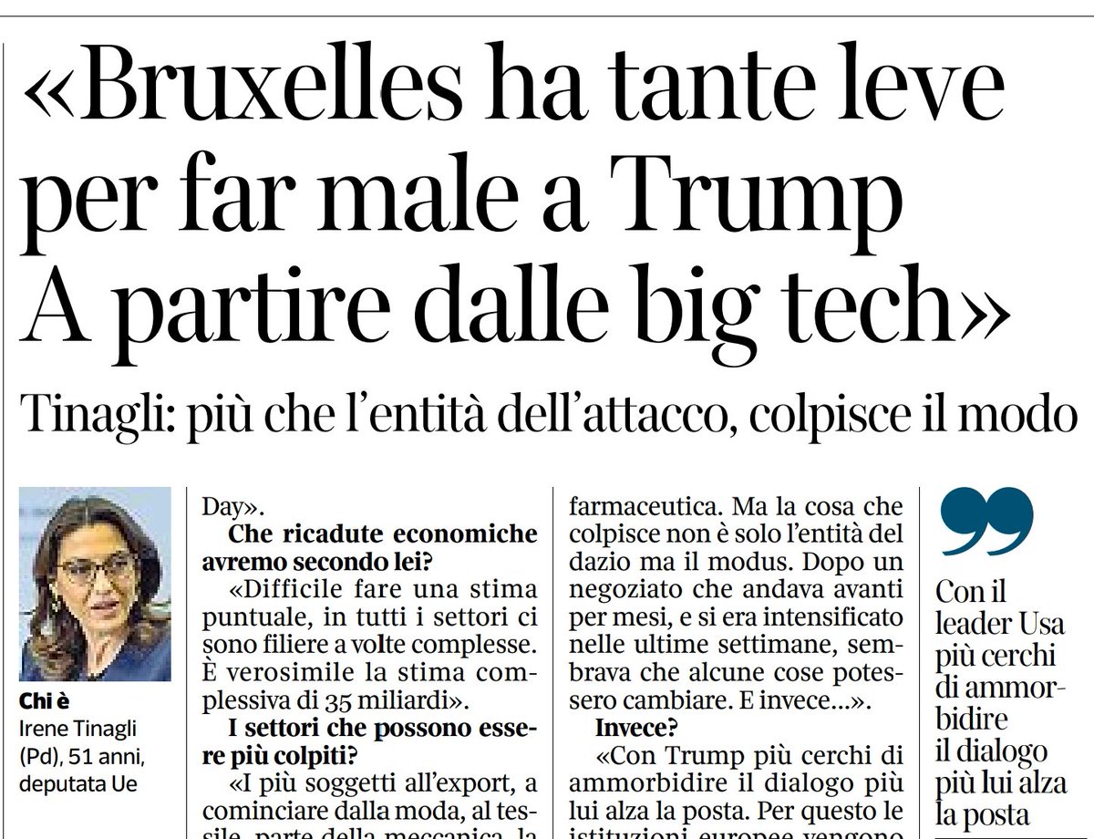 MarceVann's tweet photo. Oggi dal Corriere, la PDina ex montiana, ex renziana ed ex calendiana Irene Tinagli avverte: "Per fare male a Trump Bruxelles ha tante #leve".
Si certo, come no... Ma tu intanto #levete dar cazzo.
#RassegneStampaDalRincoglionitico https://t.co/ZCixyAIR08