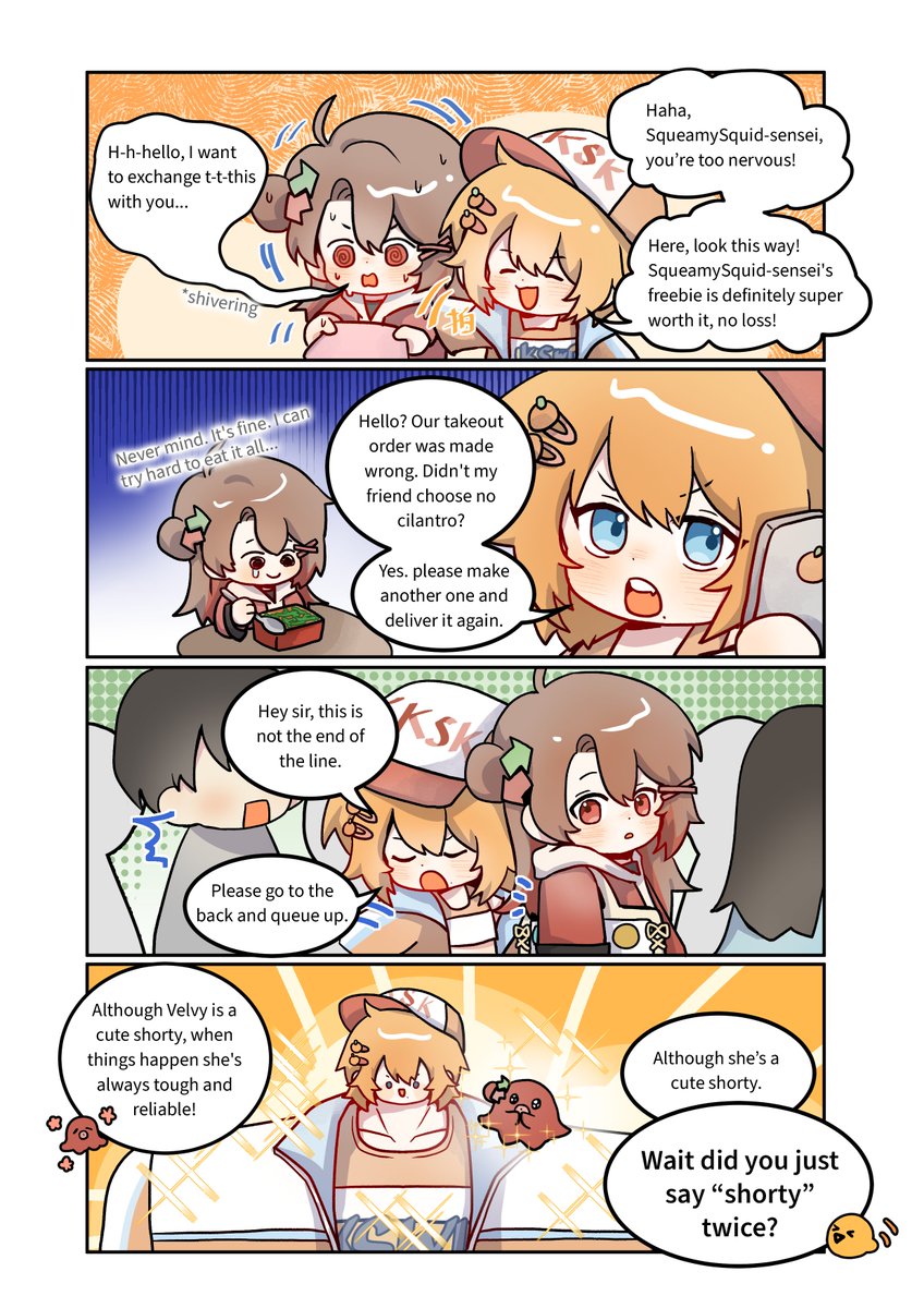 SenseiMuch38988's tweet image. "Although Velvy is a cute shorty, when things happen she's always tough and reliable!"
Sensei! I Like You So Much! Official Four-Panel Comics
- Oralie Chapter
"Short & Tough" & "First Step of Newbie Writer"
#Senseisuki #indiegame #Steam