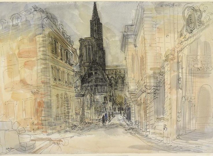 Normandy661944's tweet image. Final Stages of the German War: Strasbourg Cathedral, by Anthony Gross (1905-84), 1945.
IWM (Art.IWM ART LD 5249)
iwm.org.uk/collections/it…