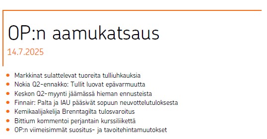 Maanantain Aamukatsaus: <a href="/OP_Ryhma/">OP</a>
<a href="/OPsijoittaminen/">OPxSijoittaminen</a> #sijoittaminen #säästäminen