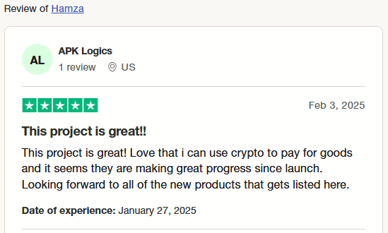 hamzadecom1's tweet photo. When someone drops a 5-star review, we don’t just smile—we happy dance. Thanks APK Logics! 💃🕺 

Full review on @Trustpilot : https://t.co/gJ56KYCyHL

#decom #hamzamarket #ecommerce #shopwithcrypto https://t.co/ZZIg62UjTS