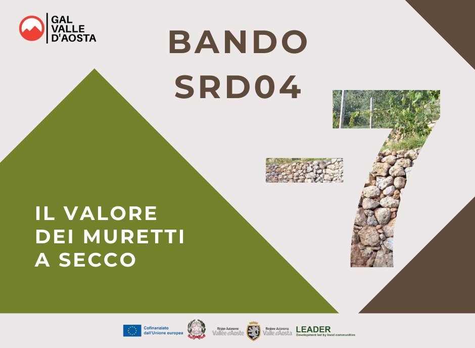 🔴Bando SRD04 
🕛Scadenza 22 luglio ore 11.59 
-7 giorni alla scadenza del bando per la manutenzione e il ripristino dei muretti a secco rivolto agli Enti pubblici! Tutte le info sulle modalità di partecipazione sono disponibili al link👉bit.ly/4iAv6tW