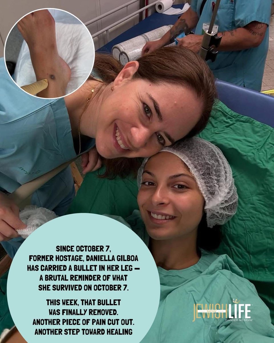 🌟 *A TRULY REMARKABLE ISRAELI WOMAN* 🌟

Daniella Gilboa, an IDF observer kidnapped by Hamas on October 7, spent 477 days in captivity in Gaza - with a bullet still lodged in her foot from the attack.

For months, Daniella chose to keep the bullet as a daily reminder of her