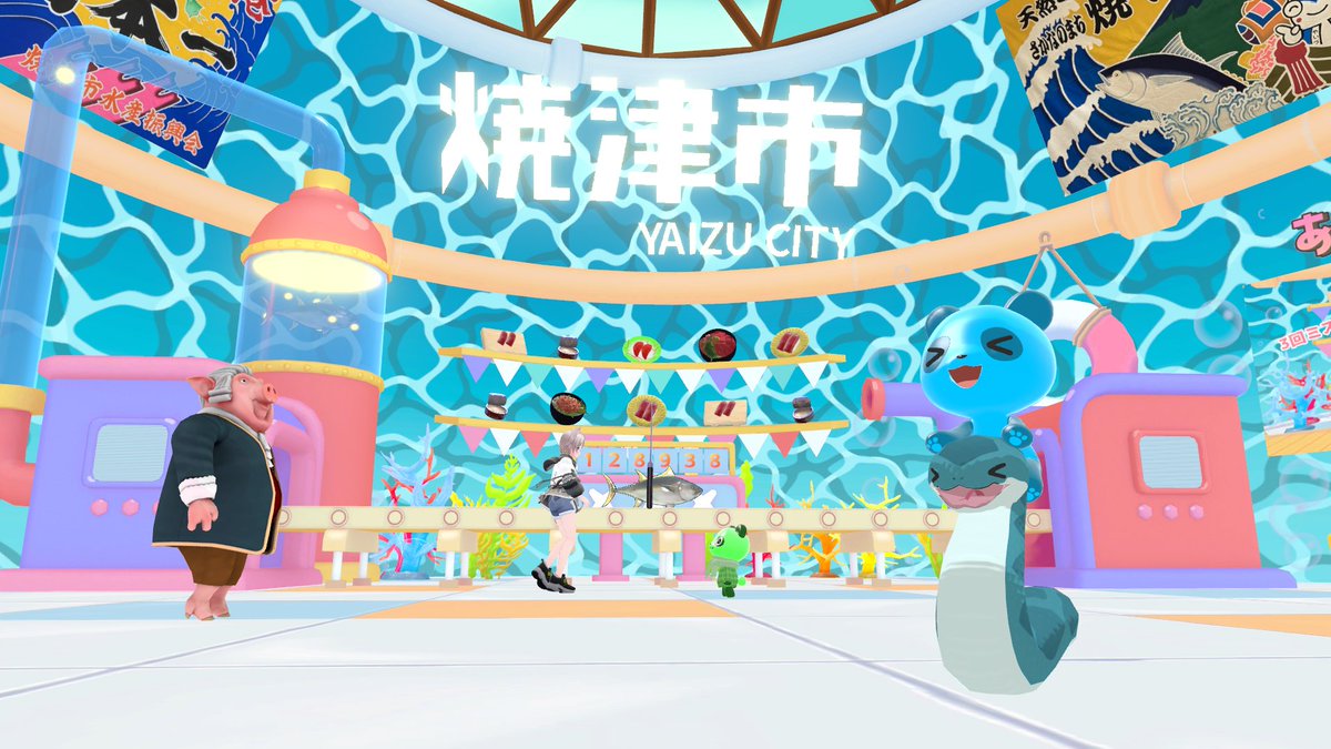 turquoise_do's tweet photo. 開運オロチデイリーチャレンジ！
今日は、Vket焼津市ブースで魚を切りまくるオロチリーリー！🐍✨
#CNPオロチ #VRChat #Vket https://t.co/J0Fz9Oz9Sb