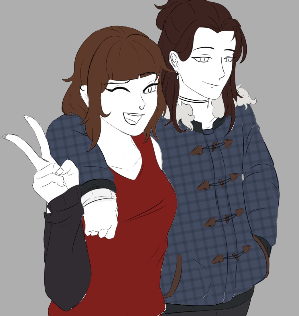 Pyroid_s's tweet image. SCRAPPED
i hate this now
and also eliza-may got a redesign lol
but ill post it cuz i think qiu's pose is cool
#Qiulin #OLNF #Ourlifenowandforever #sketch #WIP