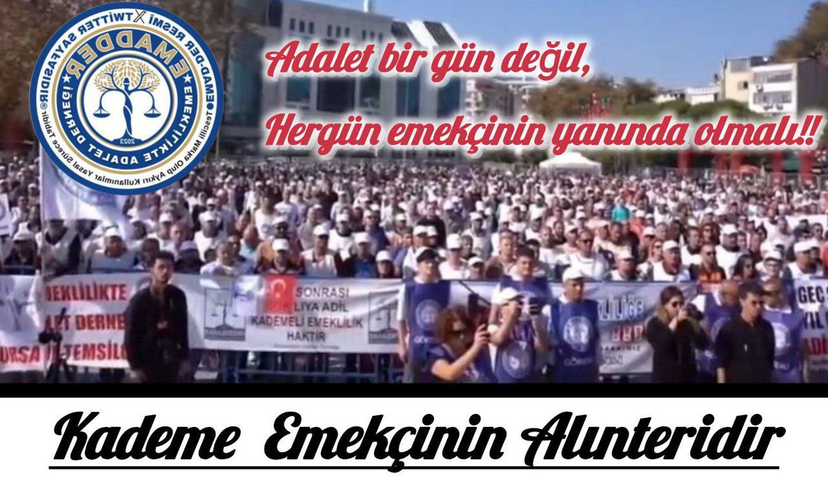 Verin kadememizi.. <a href="/EmadDernegi/">EMEKLİLİKTE ADALET DERNEĞİ ⚖️</a>
#KademeEmekçininAlınteridir