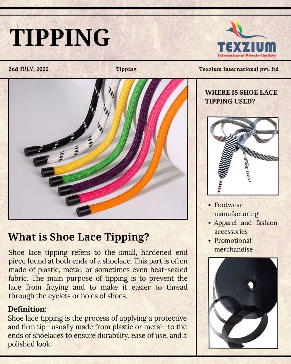 BraidingWe54008's tweet photo. 💡 Did you know?
Tipping doesn’t just look good — it protects, secures, and styles your cords.
.
.
.
#tipping #cords #aglets #tippingsolutions #drawcord #textile #texziuminternational https://t.co/yIS086oDTK