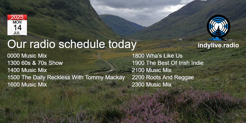 INDY LIVE RADIO - a new voice for a new Scotland
Today's schedule, Mon 14 Jul 2025
Full schedule indylive.radio/radioschedule
Listen on indylive.radio
iOS: apps.apple.com/us/app/indy-li…
Android: play.google.com/store/apps/det…
or say 'ALEXA, play Independence Live Radio Scotland'