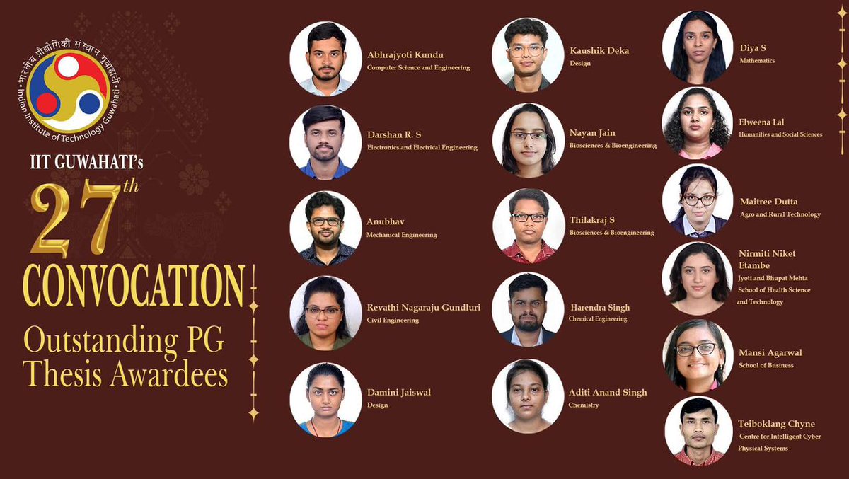 JBMSHST IITG (@jbmshst_iitg) on Twitter photo Proud moment! Our student Nirmiti Niket Etambe has been awarded the Outstanding PG Thesis Award at <a href="/IITGuwahati/">IIT Guwahati</a>’s 27th Convocation!
She made us proud under JBMSHST. Congrats, Nirmiti!
#IITGuwahati #Convocation2025 #PGThesis #ProudMoment
<a href="/MehtaFF/">Mehta Family Foundation</a> <a href="/NaveenForChange/">Naveen Jha</a> <a href="/IITGuwahati/">IIT Guwahati</a> Proud moment! Our student Nirmiti Niket Etambe has been awarded the Outstanding PG Thesis Award at <a href="/IITGuwahati/">IIT Guwahati</a>’s 27th Convocation!
She made us proud under JBMSHST. Congrats, Nirmiti!
#IITGuwahati #Convocation2025 #PGThesis #ProudMoment
<a href="/MehtaFF/">Mehta Family Foundation</a> <a href="/NaveenForChange/">Naveen Jha</a> <a href="/IITGuwahati/">IIT Guwahati</a>