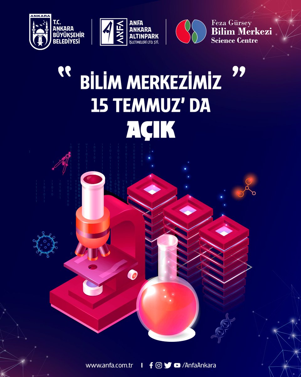 15 Temmuz 2025 günü 08:00 - 18:00
Merkezimiz açık olacaktır.

#FezaGürseyBilimMerkezi
#BiliminEğlenceliDünyası

#Türkiye'nin ilk #BilimMerkezi
#BilimVeEğlenceDolu