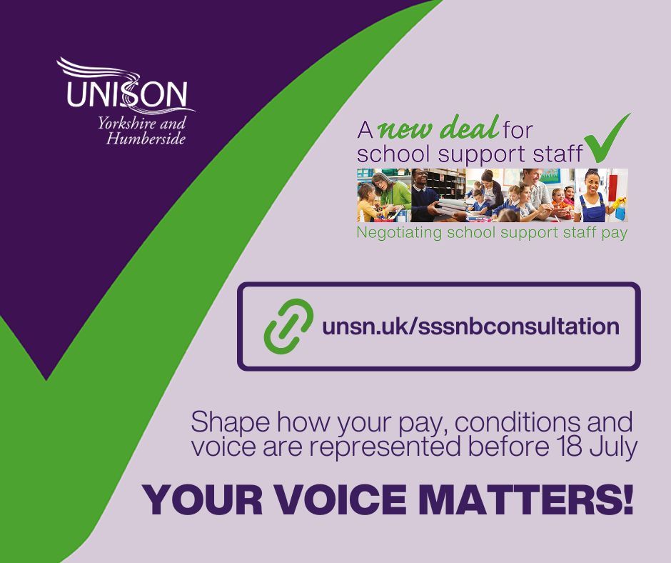 𝐒𝐜𝐡𝐨𝐨𝐥 𝐬𝐮𝐩𝐩𝐨𝐫𝐭 𝐬𝐭𝐚𝐟𝐟!

A new negotiating body is being set up, and we need YOUR views to help shape it! The consultation closes on Friday, so be quick!

👉 unsn.uk/sssnbconsultat…