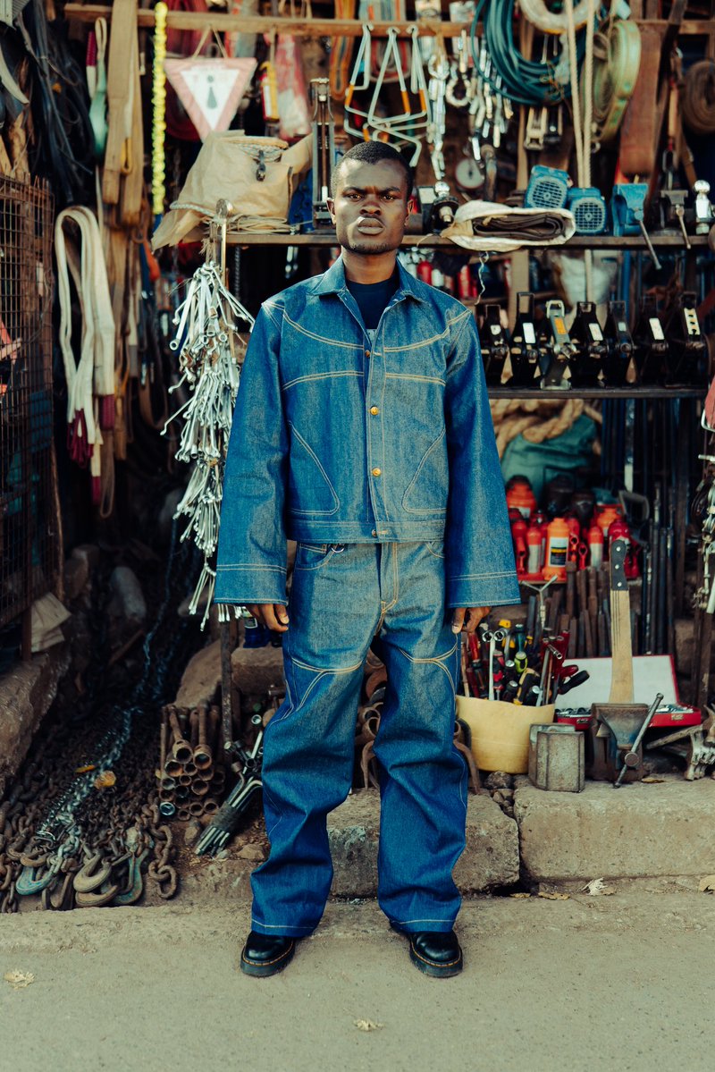 NairobiNnoize's tweet image. MBOKA DENIM SET; An ode to Nairobi’s relentless hustle and the bold spirit of nganya culture.
Tailored from premium blue selvedge denim, with signature brown stitching that echoes precision, pride, and artisanal care.
.
Available now for preorder in all three colours.