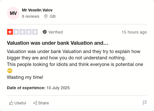 Mr Veselin Valov gave Purplebricks 1 star via <a href="/Trustpilot/">Trustpilot</a> trstp.lt/DjcRwCfI_2 #CONmisery #NoBull #ownit
