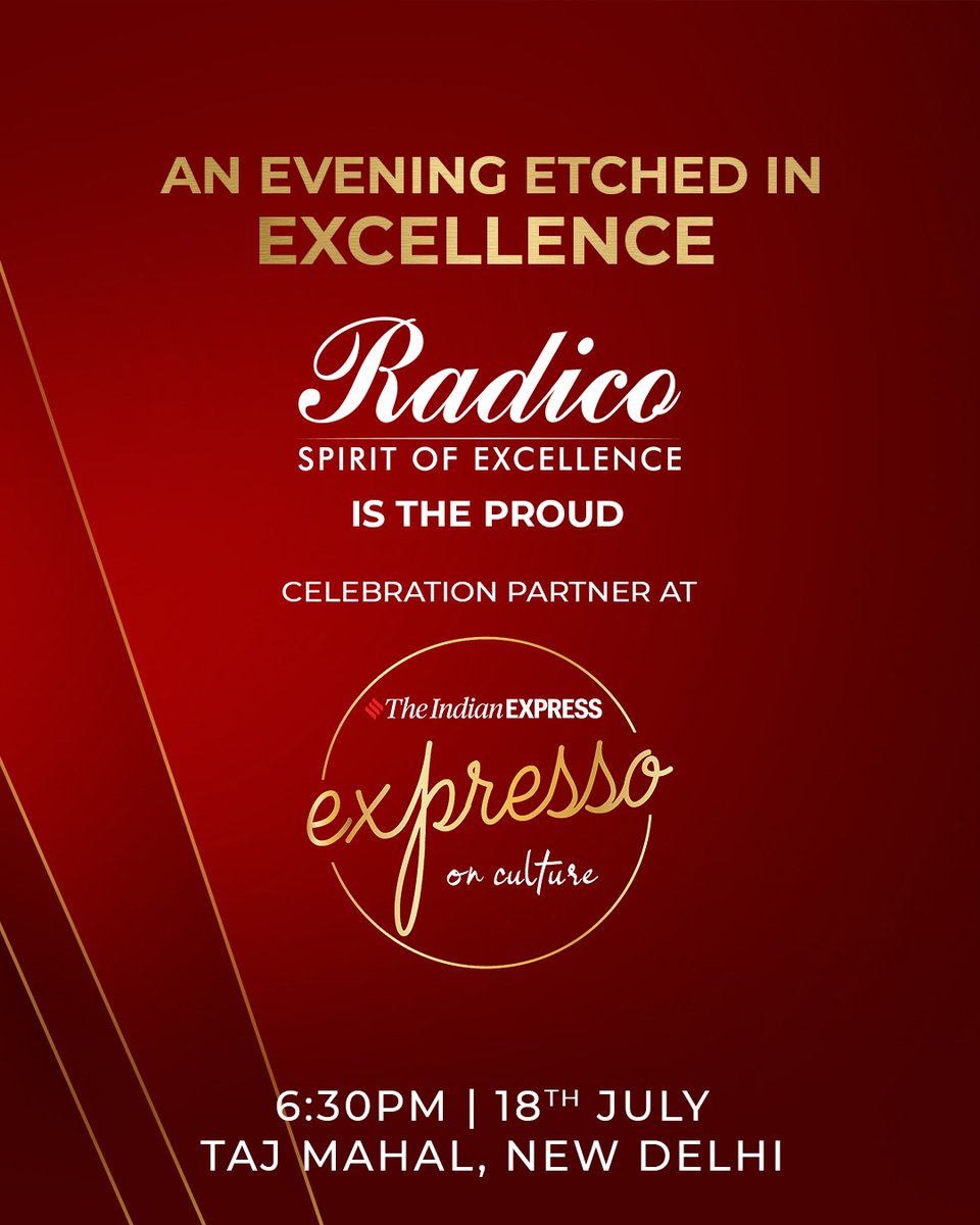 Radico Khaitan Limited is proud to be the Celebration Partner for The Indian Express Expresso on Culture.
In an exclusive evening, Lt. Governor Vinai  Kumar  Saxena and former G20 Sherpa Amitabh Kant will explore the dynamics of Delhi’s civic heritage, India’s strategic global
