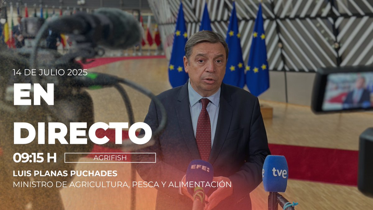 🔴DIRECTO | El ministro de Agricultura, Pesca y Alimentación, <a href="/LuisPlanas/">Luis Planas Puchades</a>, atiende a los medios de comunicación previo al Consejo de Ministros de Agricultura y Pesca de la Unión Europea. #AGRIFISH

Puedes seguirlo a través de este enlace. 📲audiovisual.ec.europa.eu/en/ebs/live/2