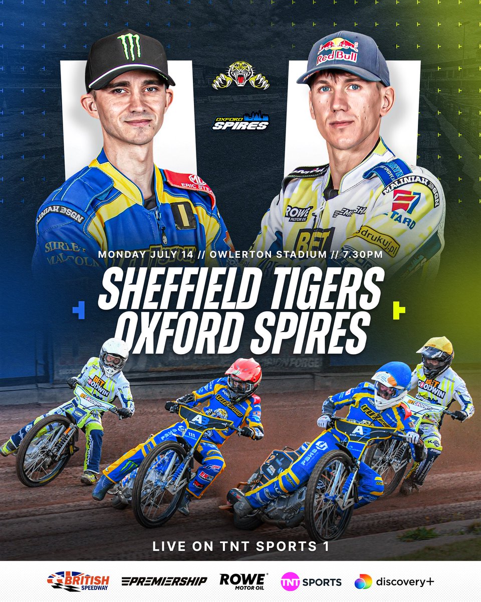 Official British Speedway (@speedwaygb) on Twitter photo 📺🎬
𝗟𝗜𝗩𝗘 𝗢𝗡 𝗧𝗡𝗧 𝗦𝗣𝗢𝗥𝗧𝗦 🚨
Jack Holder’s Tigers hit Owlerton shale tonight for the visit of Maciej Janowski’s Spires 💨
Use #SHEOXF to join the conversation 🗣️
🤝 <a href="/rowemotoroiluk/">Rowe Motor Oil - UK</a>
#️⃣ #britishspeedway🇬🇧 📺🎬
𝗟𝗜𝗩𝗘 𝗢𝗡 𝗧𝗡𝗧 𝗦𝗣𝗢𝗥𝗧𝗦 🚨
Jack Holder’s Tigers hit Owlerton shale tonight for the visit of Maciej Janowski’s Spires 💨
Use #SHEOXF to join the conversation 🗣️
🤝 <a href="/rowemotoroiluk/">Rowe Motor Oil - UK</a>
#️⃣ #britishspeedway🇬🇧