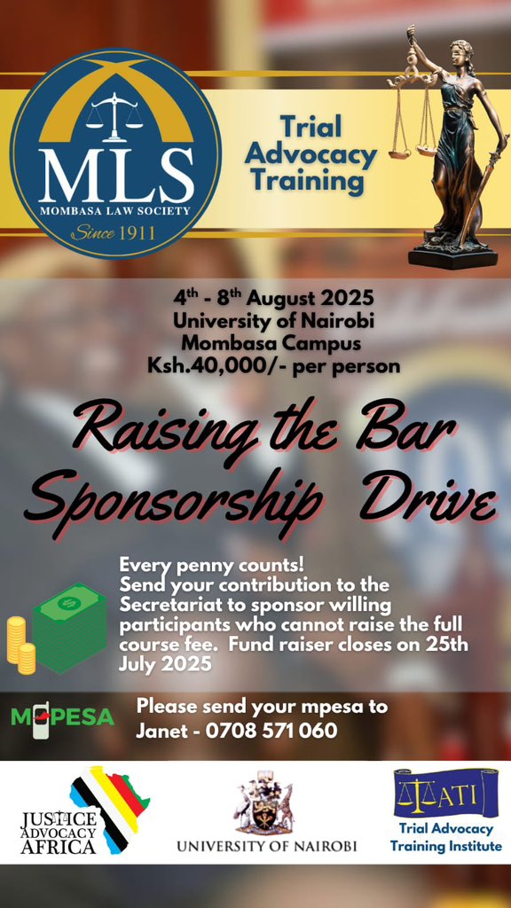 SUPPORT A YOUNG ADVOCATE OR LAW STUDENT - TRIAL ADVOCACY TRAINING
SPONSORSHIP APPEAL