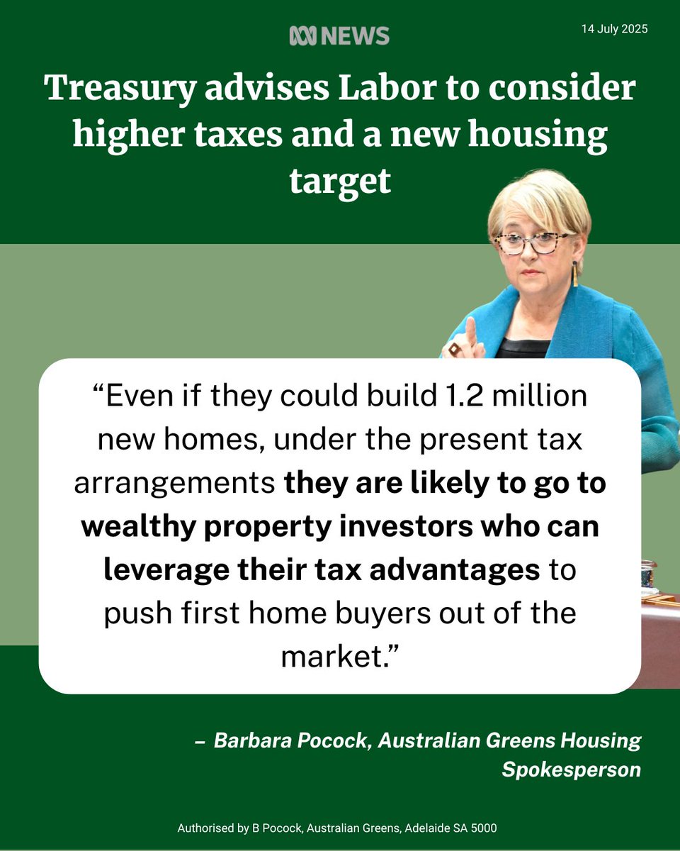 BarbaraPocock's tweet image. Labor's election commitment on housing is crumbling. Core issue is who buys homes - Greens want housing for those who need it, not wealthy property investors. That won't happen until we fix the unfair tax concessions that put first homes out of reach of everyday Australians.