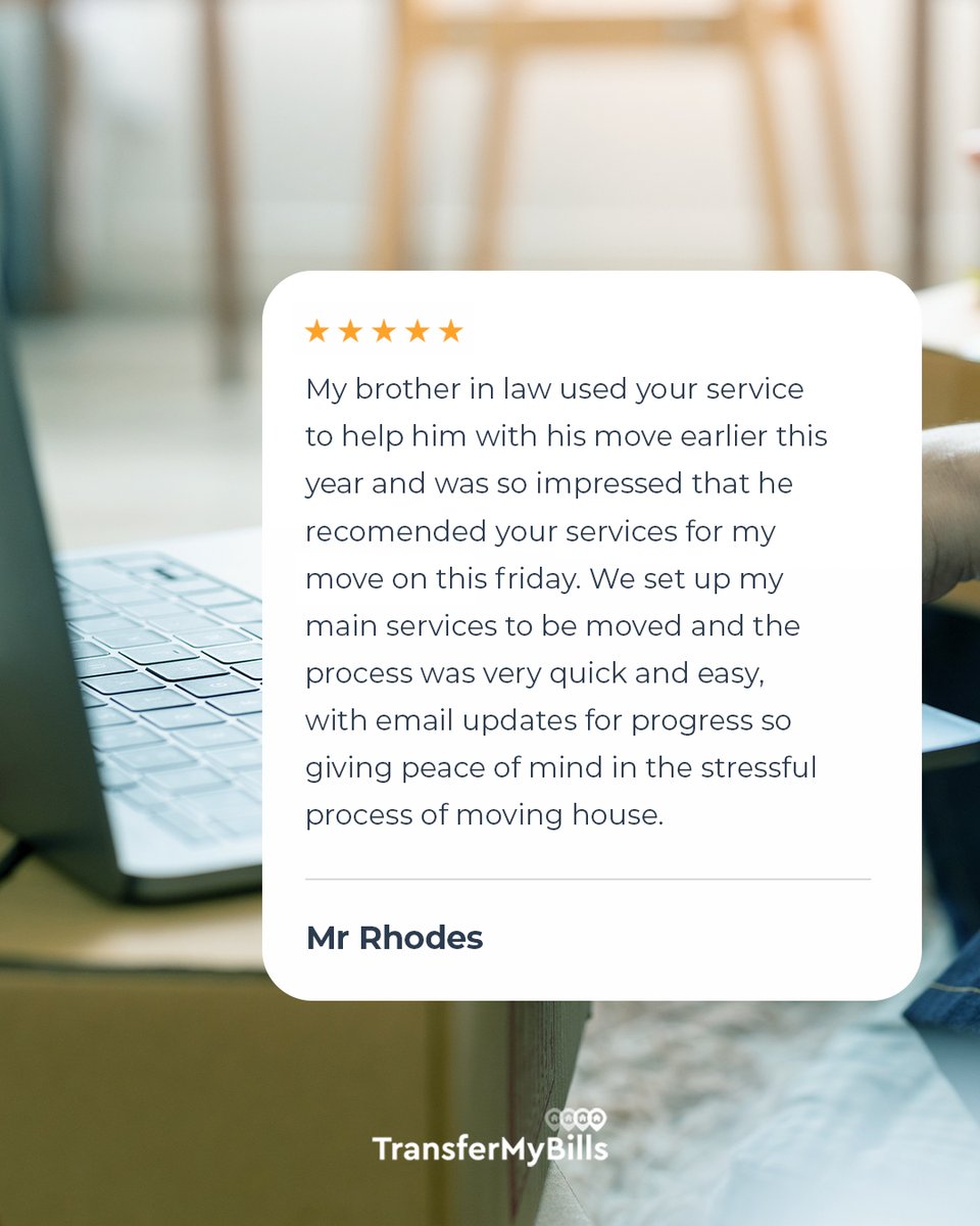 TransferMyBills's tweet photo. TransferMyBills offers a hassle-free solution to notify your providers and subscriptions of your new address!

Visit our Trustpilot page to hear firsthand from our satisfied customers about the incredible time-saving benefits of our free address change service 🏠

#movinghome https://t.co/rPzBE6MO2a