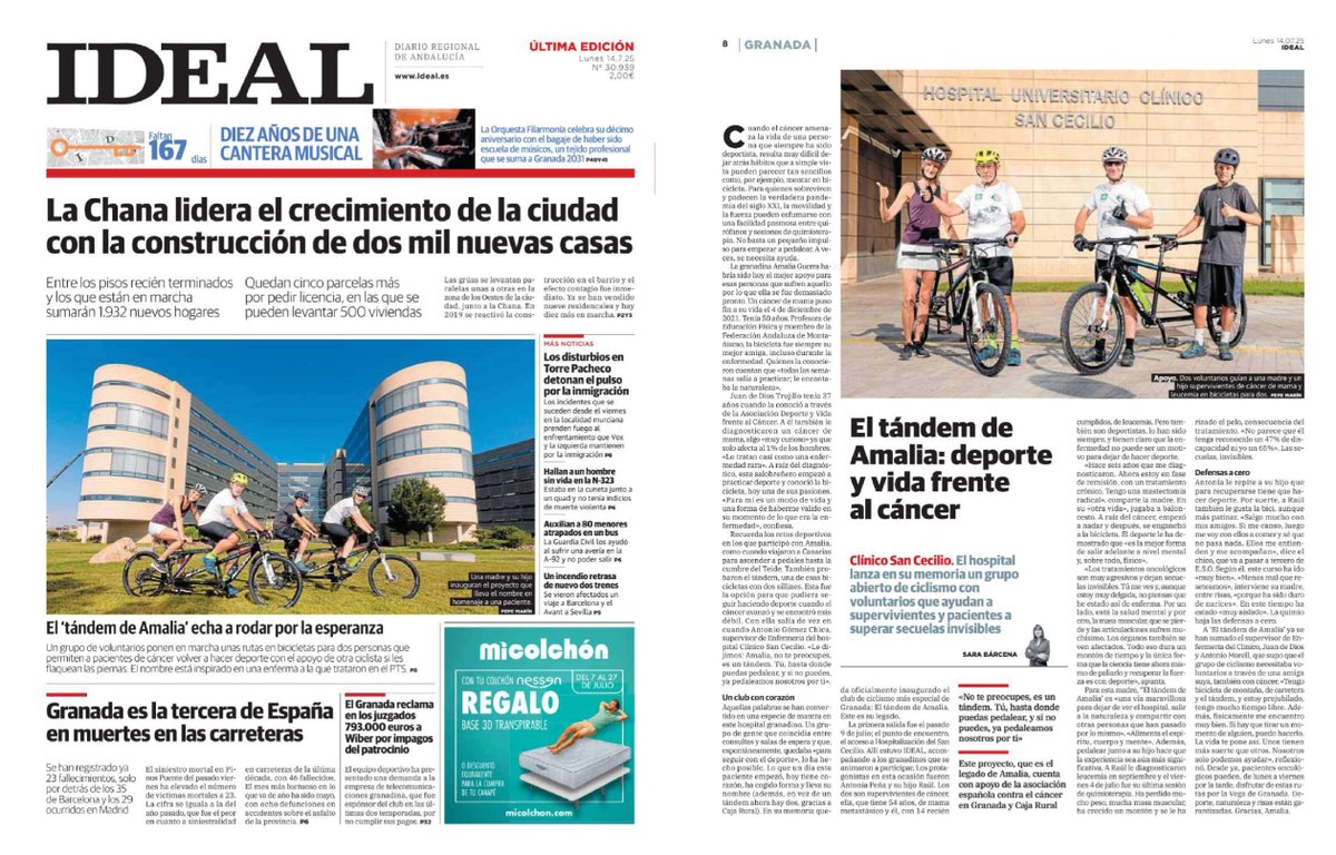 Hospital Universitario Clínico San Cecilio (@clinicogranada) on Twitter photo 🚴♂️🚴"El tándem de Amalia", una preciosa iniciativa para que pacientes de #cáncer hagan deporte en buena compañía.
Si quieres participar como paciente o voluntario, escríbenos y te contamos cómo.
¡Te esperamos! 💚
En digital con 📹ideal.es/granada/tandem…
<a href="/ideal_granada/">ideal_granada</a> 🚴♂️🚴"El tándem de Amalia", una preciosa iniciativa para que pacientes de #cáncer hagan deporte en buena compañía.
Si quieres participar como paciente o voluntario, escríbenos y te contamos cómo.
¡Te esperamos! 💚
En digital con 📹ideal.es/granada/tandem…
<a href="/ideal_granada/">ideal_granada</a>