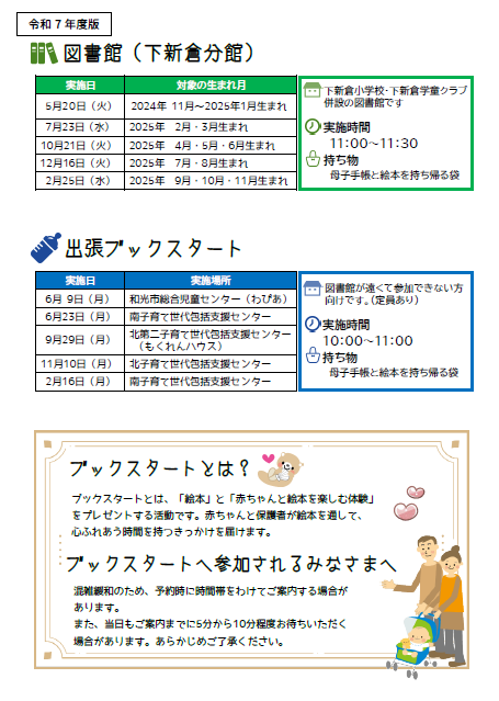 WakoCityLibrary's tweet image. 【分館からのお知らせ】7/23(水)図書館(分館)でブックスタートを実施します。和光市在住で2022年4月以降にお生まれで、まだブックスタートに参加していないお子様が対象です。お申込みは図書館まで。
wakolib.jp/eventnews/2_7.…