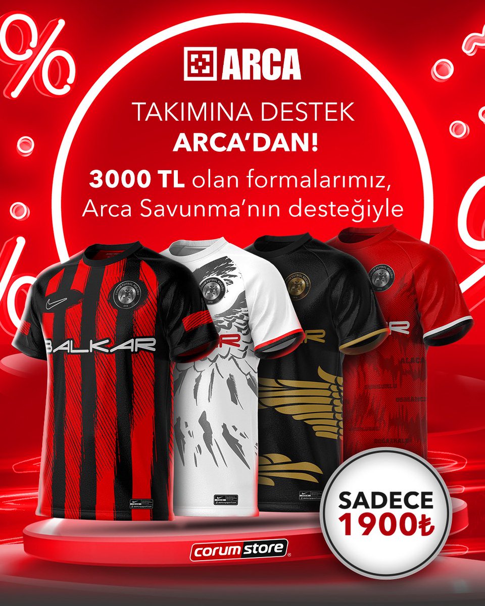 Yeni Sezon Formaları 1.900 TL!

2025/26 sezonunda giyeceğimiz formalar, Arca Savunma desteğiyle taraftarımıza özel 1.900’den satışta!

🎯 Normal satış fiyatı 3000 TL olan formalarımızın 1.100 TL’lik fiyat farkı, Arca tarafından karşılanmaktadır.

Kulübümüze ve taraftarımıza